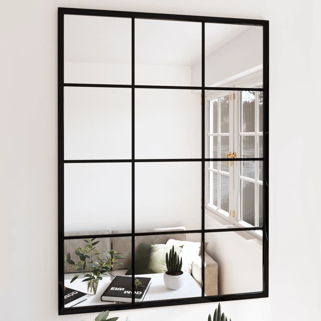 Miroir Mural Noir 80x60 Cm Métal Vidaxl