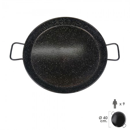 Garcima Schwarz - Emaillierte, Valencianische Paellapfanne 9 Personen / 40 Cm.