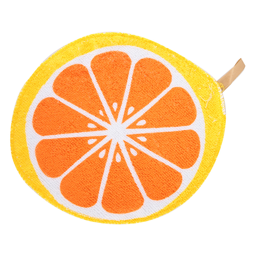 Essuie-mains rond en coton microfibre avec anneau de suspension, motif fruits orange, 20,5 cm