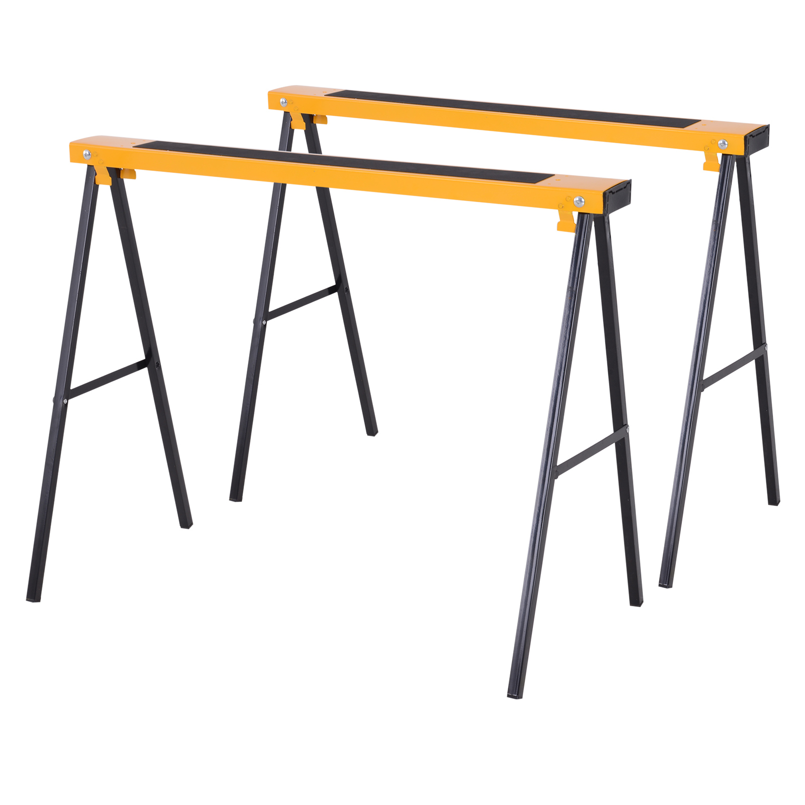 Tréteaux pliables métal antidérapants, 100 x 50 x 76 cm, charge 250 kg, lot de 2