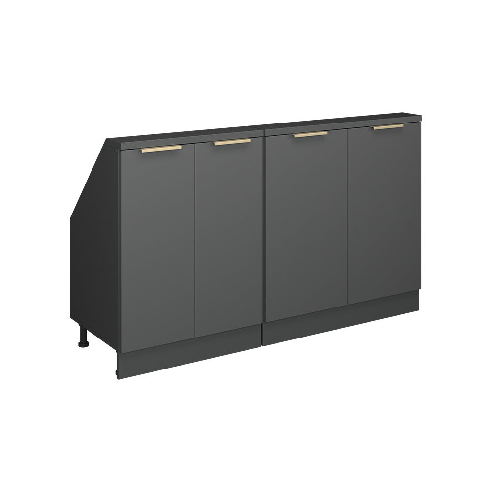 Dachschrägenschrank-set Rion, Anthrazit-gold, 140 Cm 2er Set, Vicco