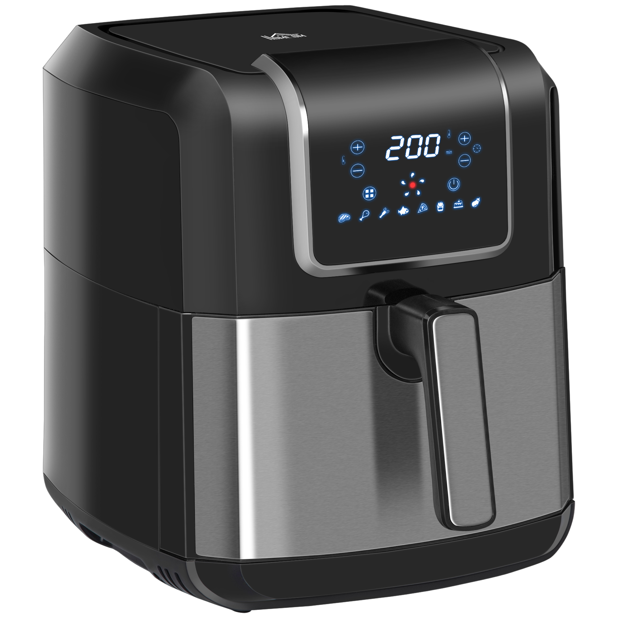 Yudo Homcom Dual Zone Heißluftfritteuse 6,5 L Airfryer 1700W Mit 2 Fächer, 8 Programme, Led-Display, Antihaftbeschichtung, Fritteuse Mit Öl, Schwarz