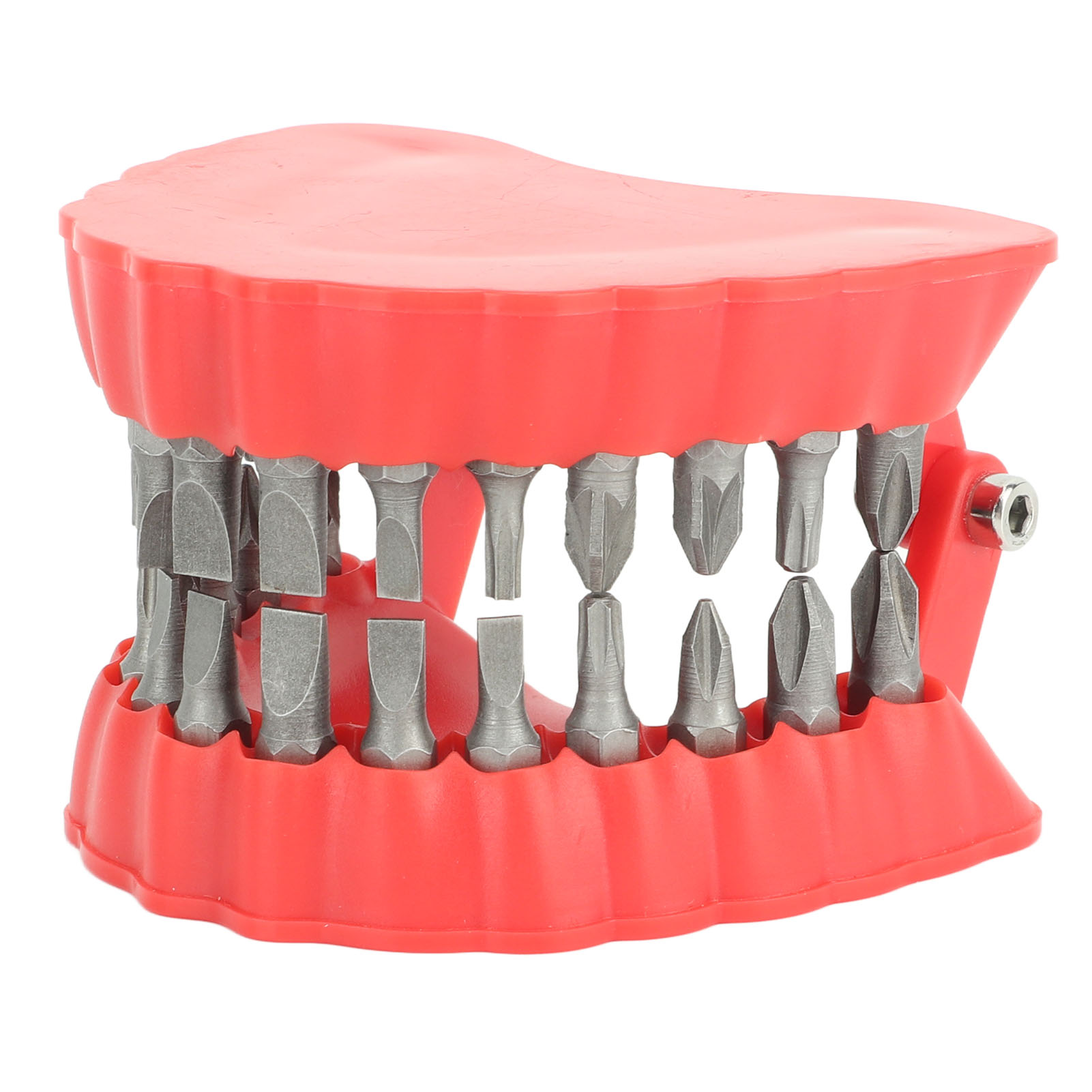 Porte-embouts de perceuse en forme de dentier, 28 emplacements, rouge, 14,5 x 8,8 x 3,2 cm