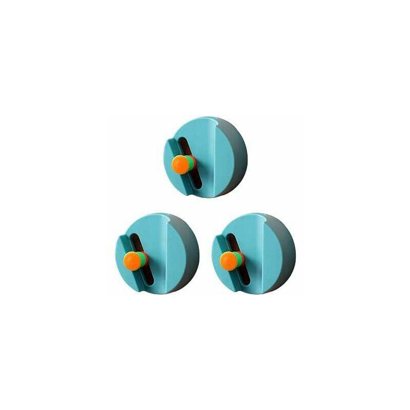 Porte-balai mural sans perçage, adhésif puissant, lot de 3, bleu