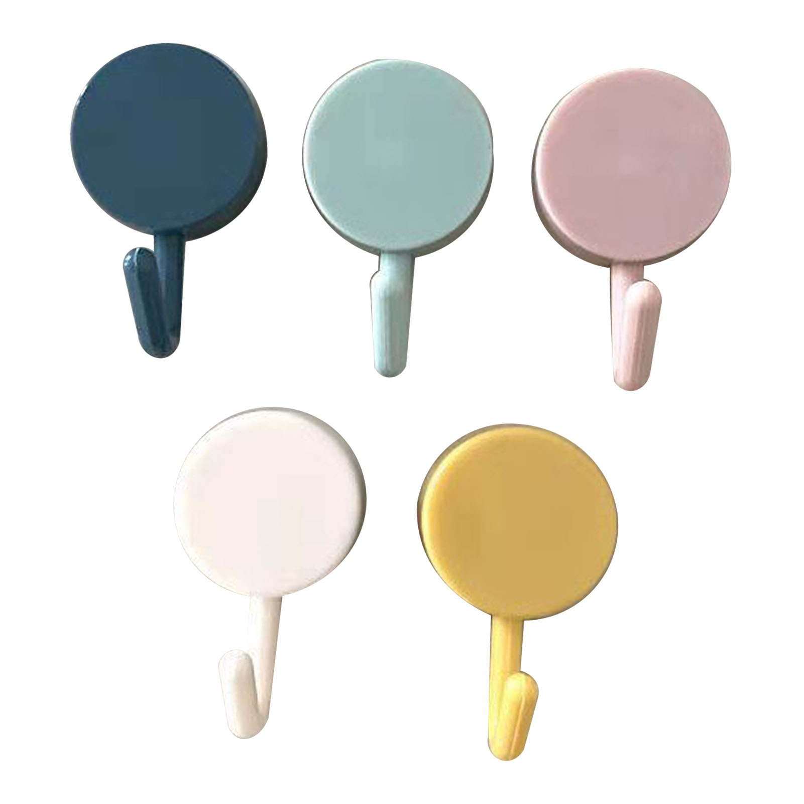 Crochets muraux ronds adhésifs, plastique, multicolores, lot de 5