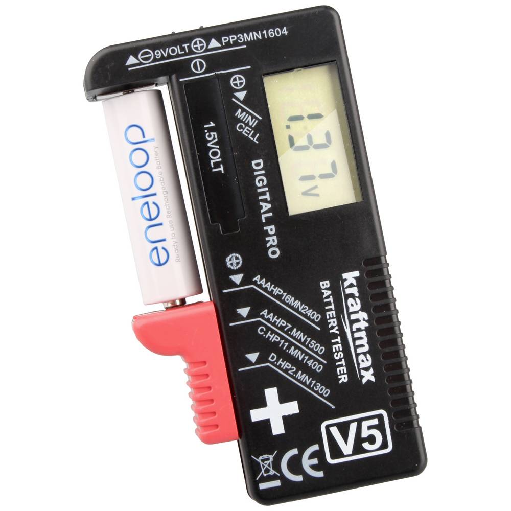 kraftmax Testeur de piles 146699 plage de mesure (testeur de pile) 1,2 V, 1,5 V batterie, pile 146699