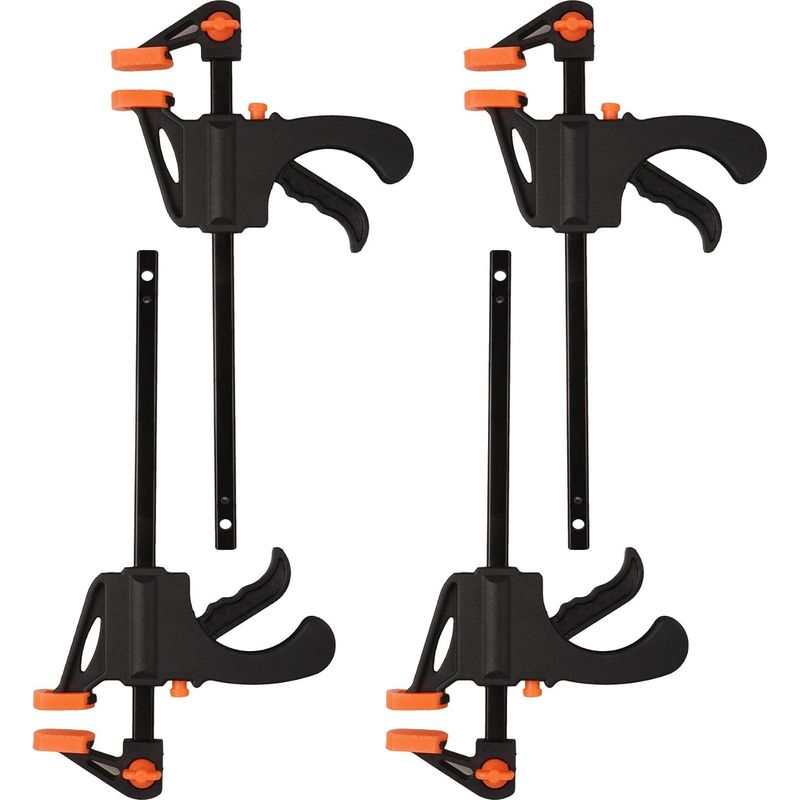 Serre-joint à une main à cliquet, ouverture 10 cm, force 11 kg, lot de 4