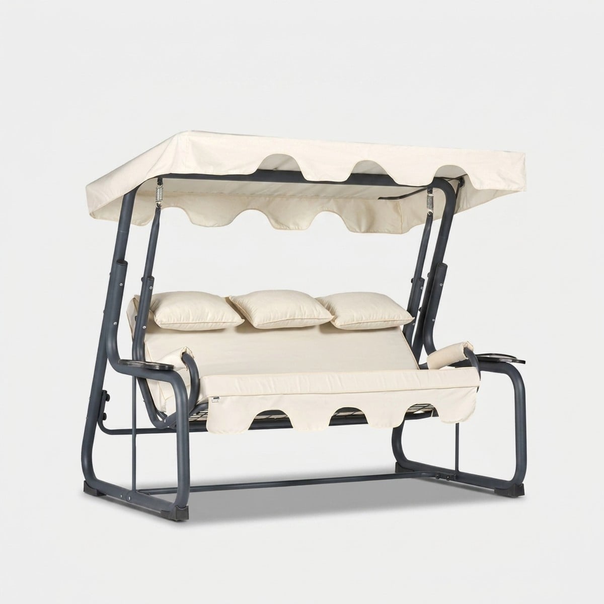 NORDVÄRK Vitis 3 Outdoor-Dreisessel-Hängesofa - mehrfarbiger Polyesterstoff und Metall - 3er Set - Image 3