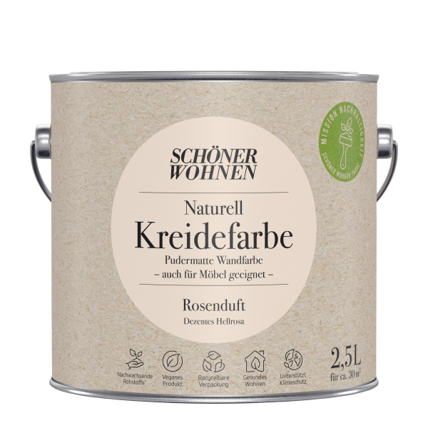 Schöner Wohnen Naturell Kreidefarbe 2,5 Ltr. Rosenduft Dezentes Hellrosa