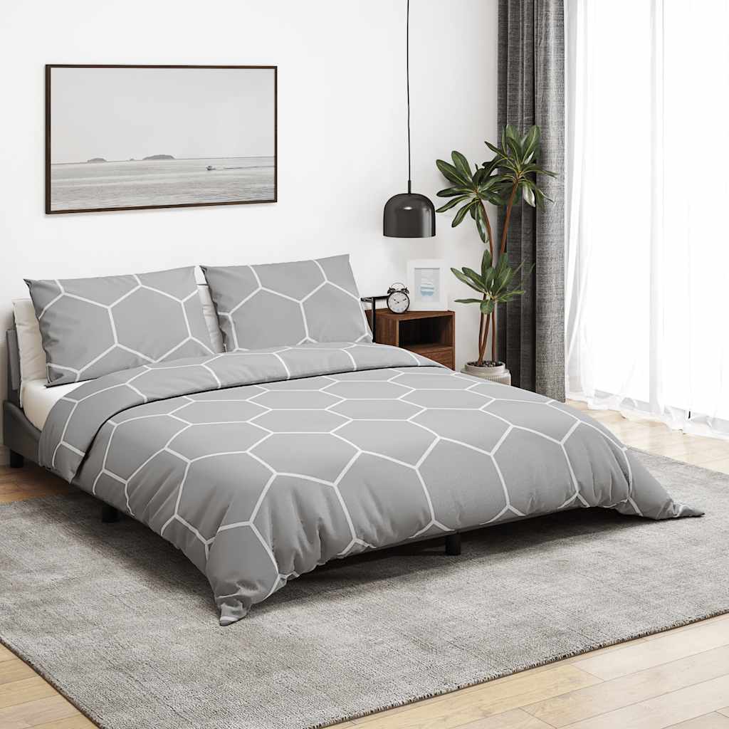 Parure De Lit Grise 240x220 Cm En Coton