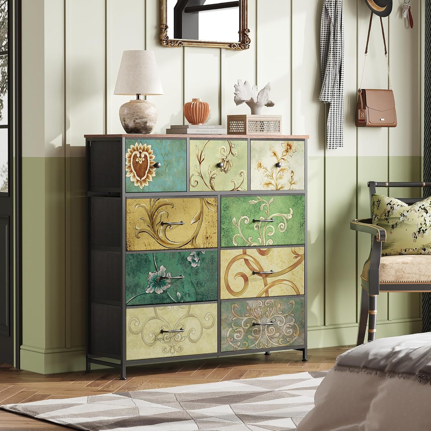 Commode De Rangement 100 Cm - Buffet Avec 9 Tiroirs De Rangement Et
