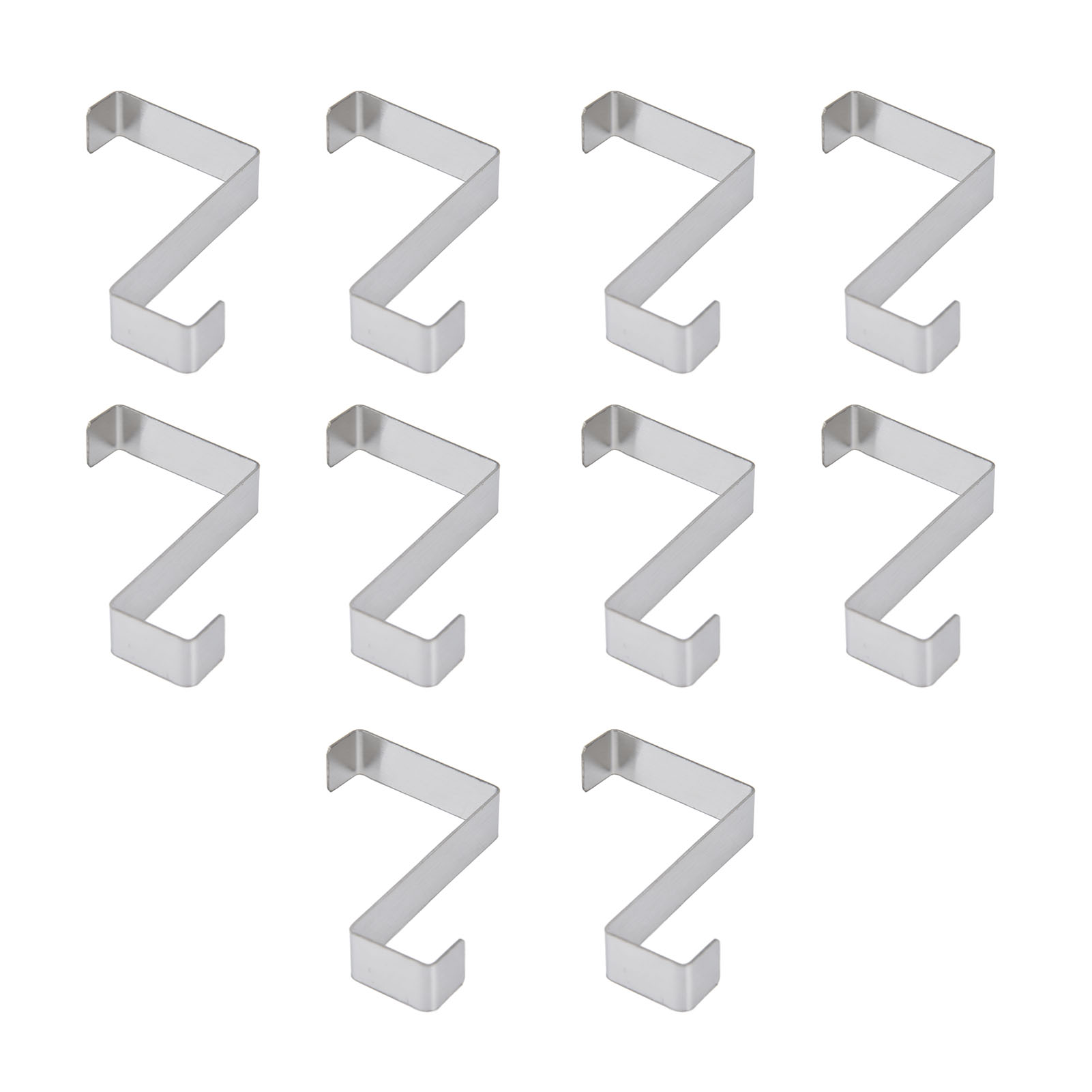 Crochets de porte en Z réversibles en acier inoxydable, sans perçage, lot de 10