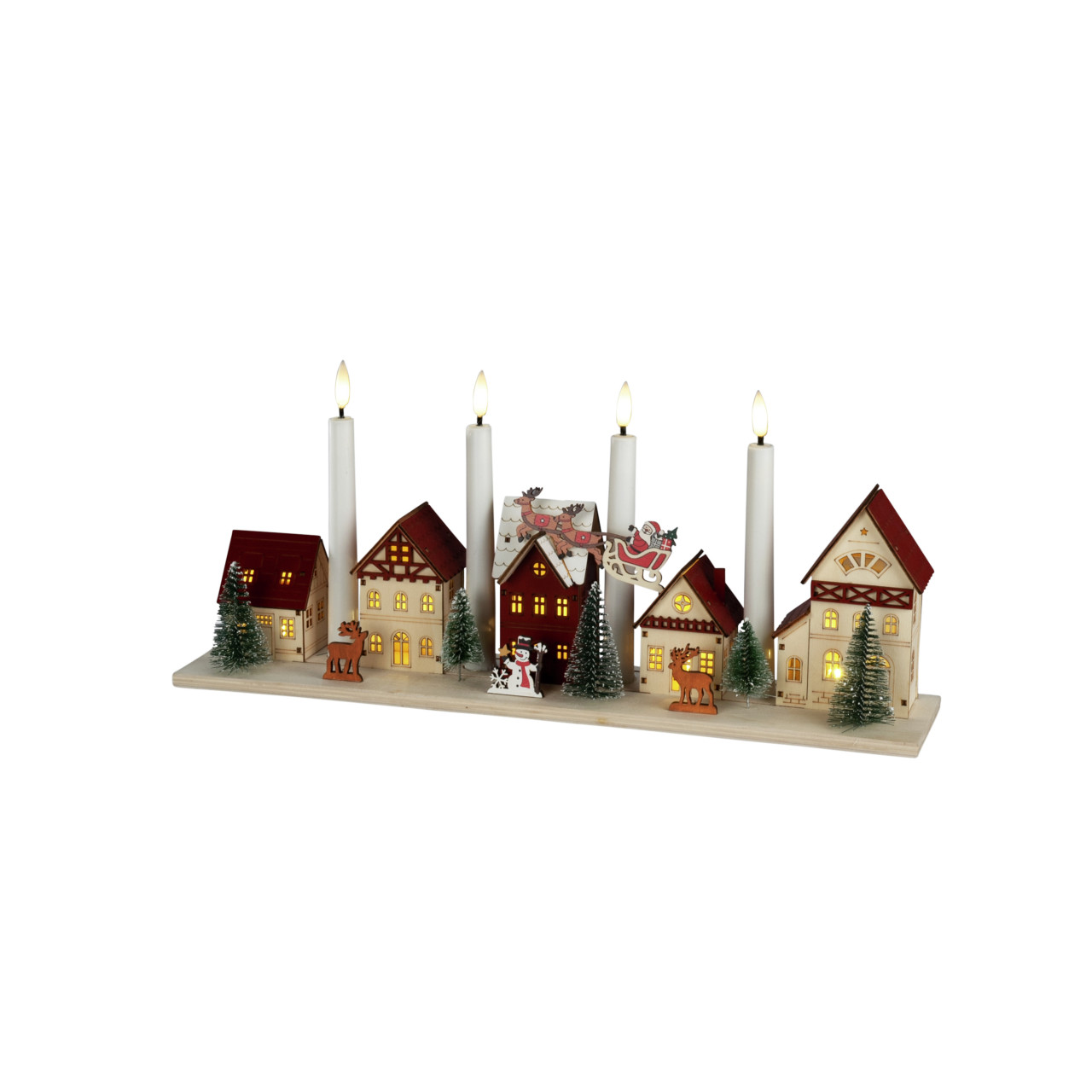 Konstsmide LED-Holzsilhouette Miniaturhäuser batteriebetrieben mit Timer 47 x 20,5 cm warmweiß - Image 2