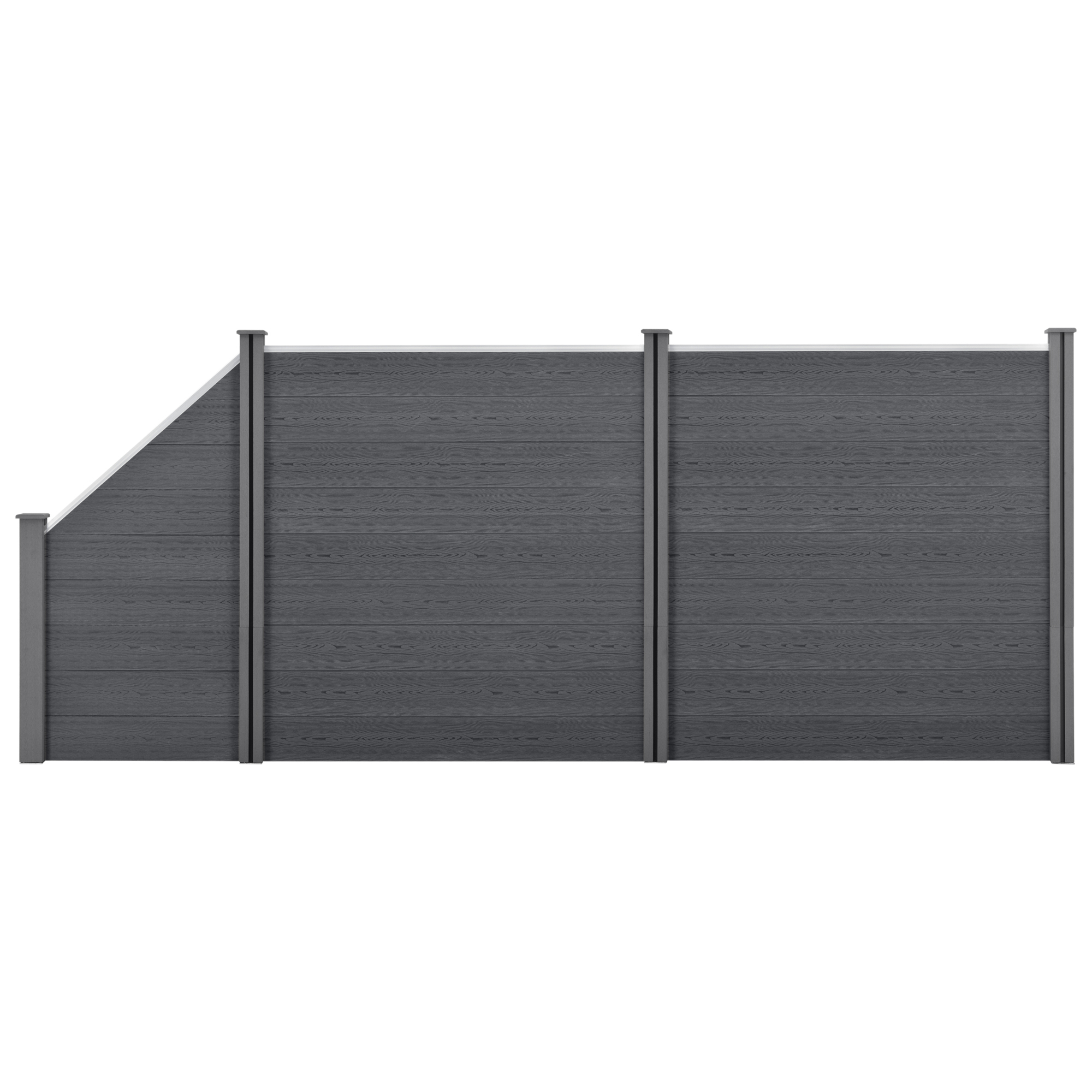 Neu.holz - Wpc Gartenzaun Mit Schrägelement 183x451 Cm Grau [ ]