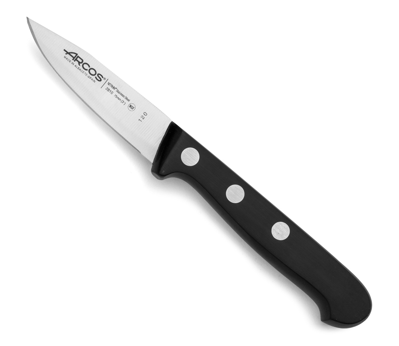 Arcos Schwarz Mondador Messer Universal 281004 Aus Nitrumstahl, Mit Mango Aus Polyoxymethylen Und 7,5 Cm Klinge Im Koffer.