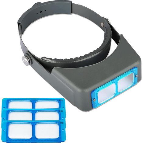 Loupe frontale à double lentille, 4 grossissements interchangeables 1,5x 2x 2,5x 3,5x, bandeau réglable