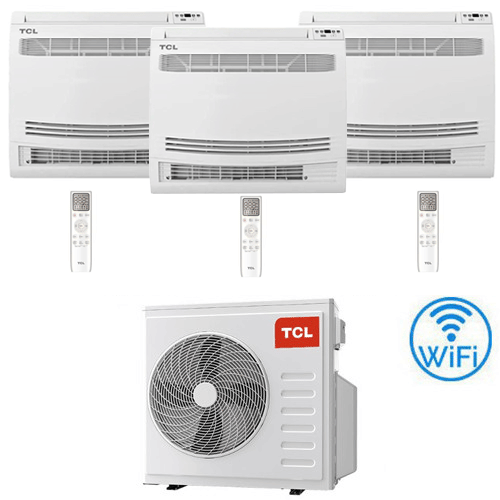 Climatizzatore Condizionatore Tcl Console Pavimento Wi-fi R32 Trial Split Inverter 12000 + 12000 + 12000 Btu Con U.e. Mt2730 Novitá Classe A++/a+