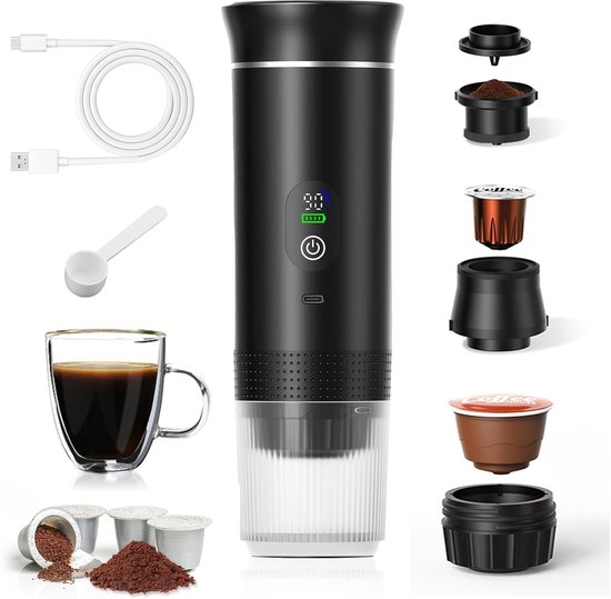 Macchina Da Caffè Portatile 3 In 1, Macchina Per Espresso Elettrica, Macchina Per Caffè A Capsule Ricaricabile, Macchina Per Caffè Macinato, Macchina Da Caffè Da Viaggio E Da Campeggio (12v)