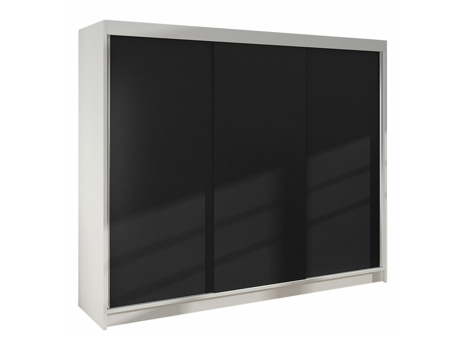 Armoire Closico Durion Ii, Blanc + Noir, 215x200x58cm, Portes D'Armoire: Coulissantes, Nombre D'Étagères: 9
