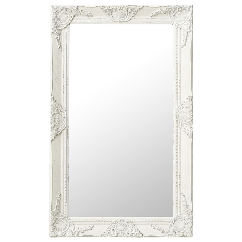 Wall Mirror Baroque Style 50x80 Cm White Vidaxl