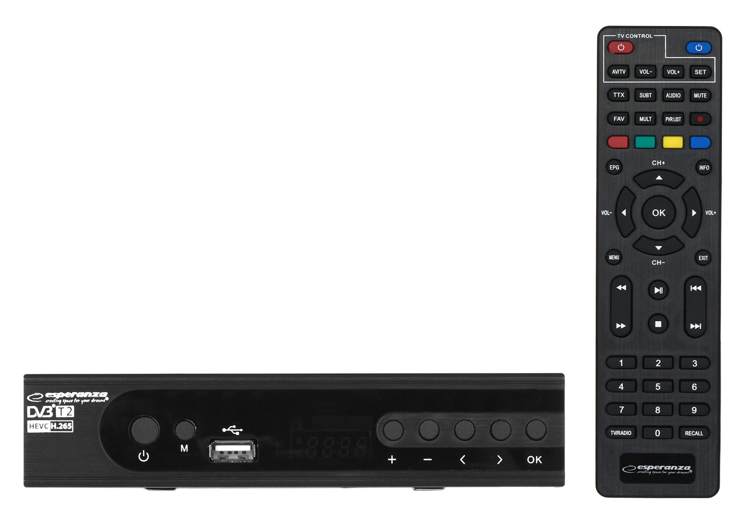 Tresice France Schwarz Esperanza Ev106p Dvb-T/T2 H.265/Hevc Digitaltuner
