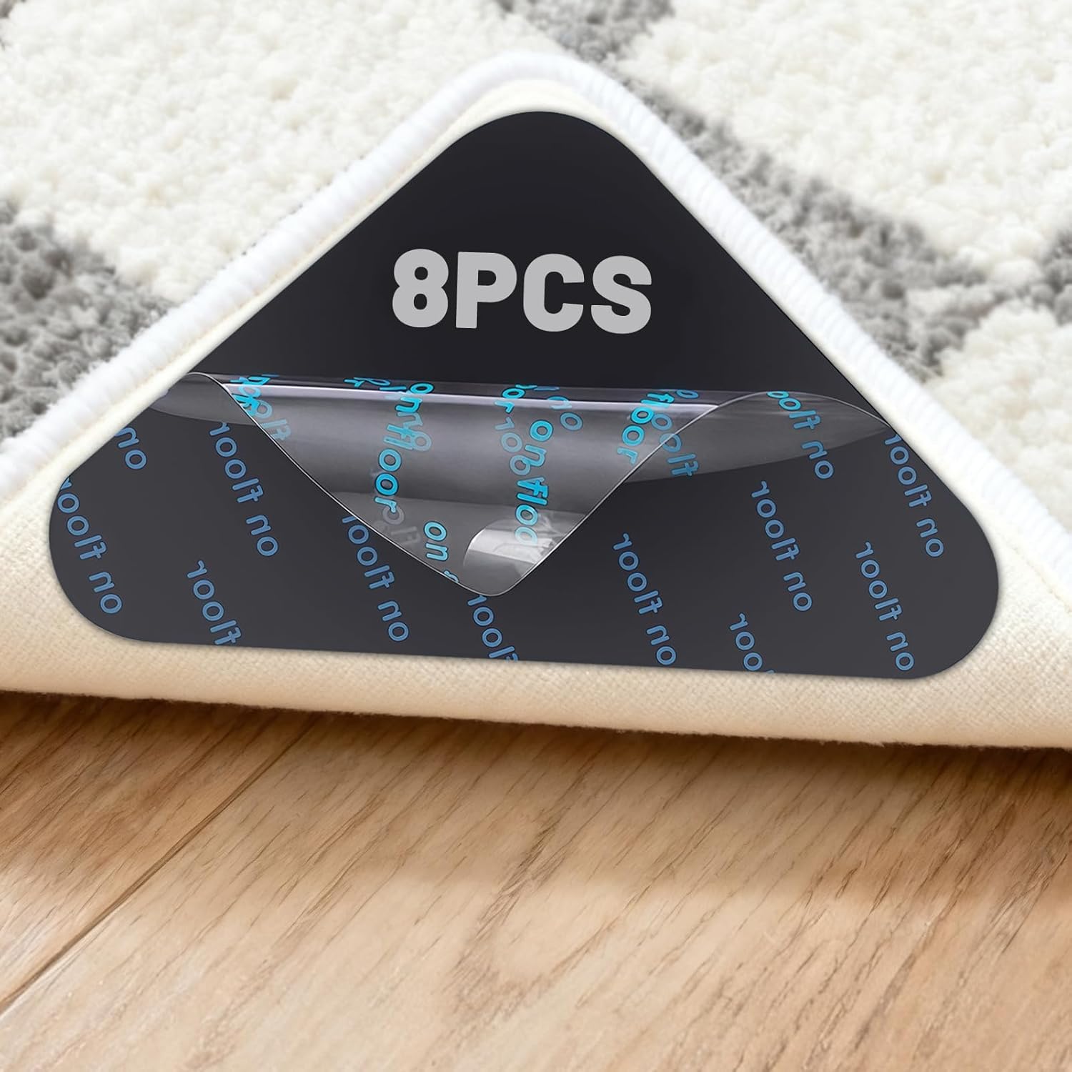 Anti-dérapant tapis réutilisable et lavable, noir, lot de 8