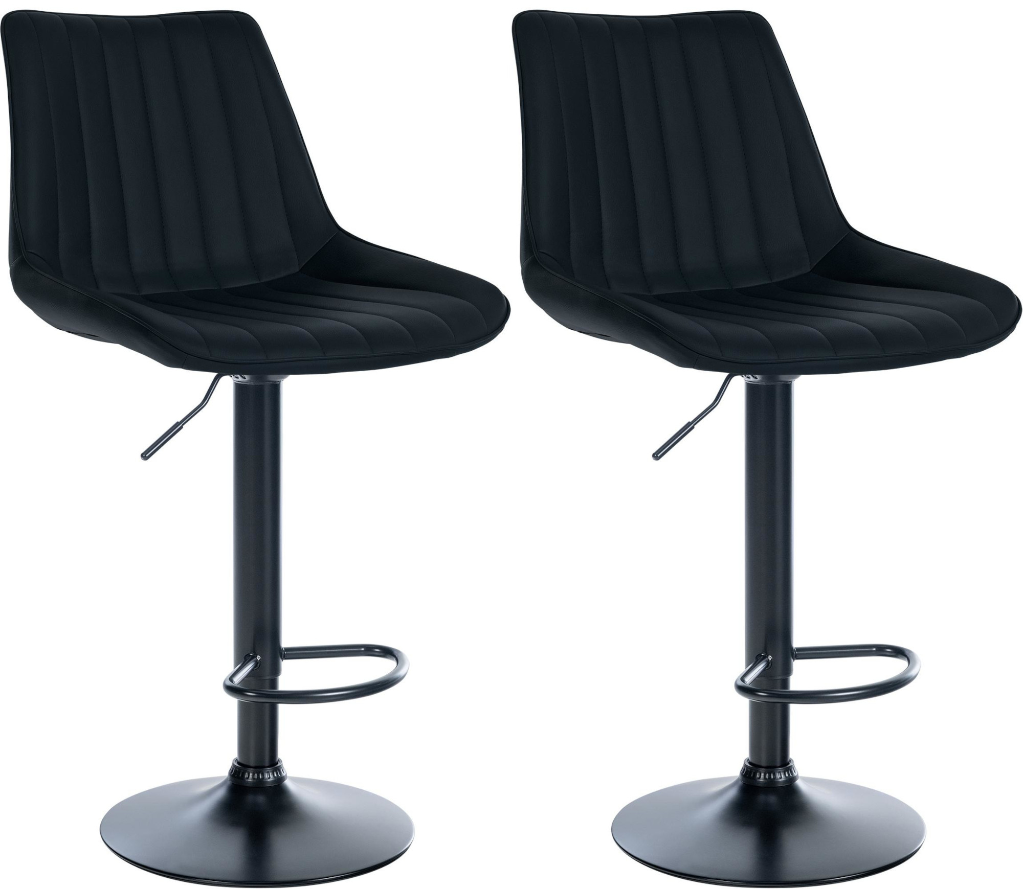 Clp 2er Set Barhocker Toni Kunstleder Schwarz Metall Matt Schwarz