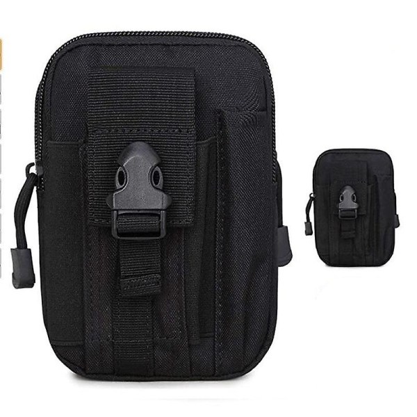 Sacoche à outils tactique en nylon 800 denier, fixation ceinture ou sac à dos, noir
