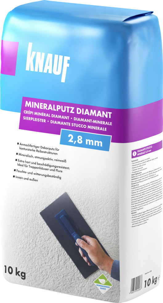 Knauf Mineralputz Diamant 10 Kg 2,8 Mm Körnung Reinweiß Putze