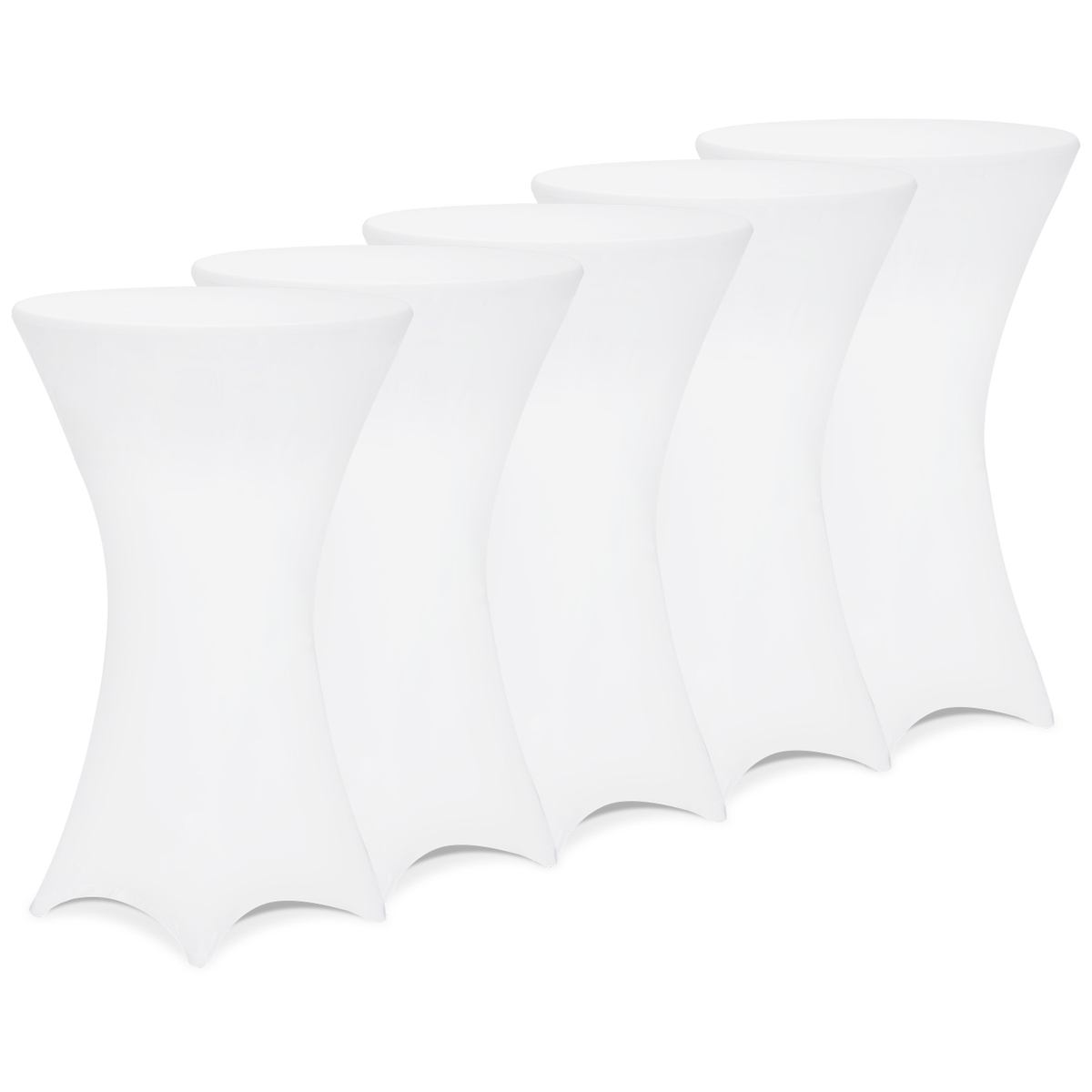 Detex® Stehtisch Husse 5er Set Ø60-65/70-75/80-85cm Farbwahl Stretch Stehtischhusse Überzug 5er Set Ø60 Cm / Weiß