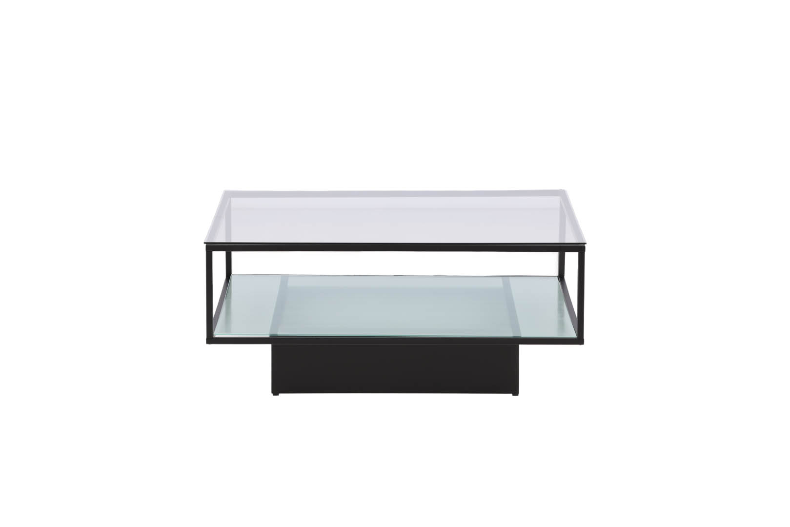 Venture Design Maglehem Couchtisch, Mit Ablage – Klarglas Und Schwarzer Stahl, 90X90 Cm, Klar - Image 4