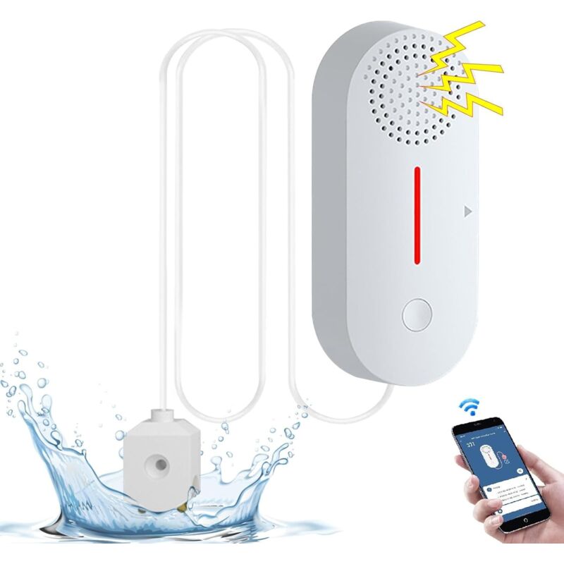 Rilevatore Di Perdite D'Acqua Wi-fi, Rilevatore Di Livello Dell'acqua, Rilevatore D'Acqua Da 100 Db, Sensore Di Allarme Acqua Wireless, Notifiche Push Su Smartphone Tramite L'App Tuya/smart Life.