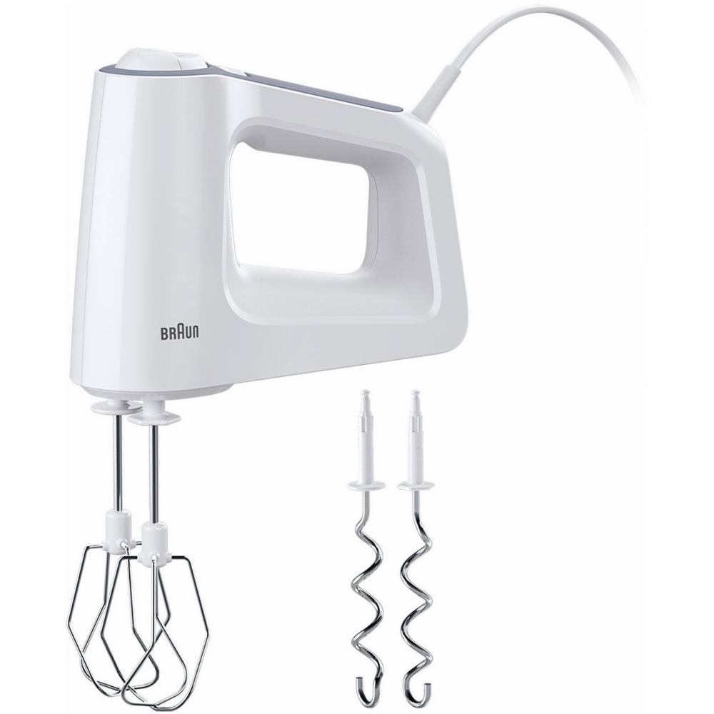 Braun Weiß Handmixer "Multimix 3 Hm 3100 Wh - 500 W 5 Geschwindigkeiten + Turbo" 500 W Vertiklae Motorausrichtung Für Weniger Kraftaufwand von Baur - Bild 4