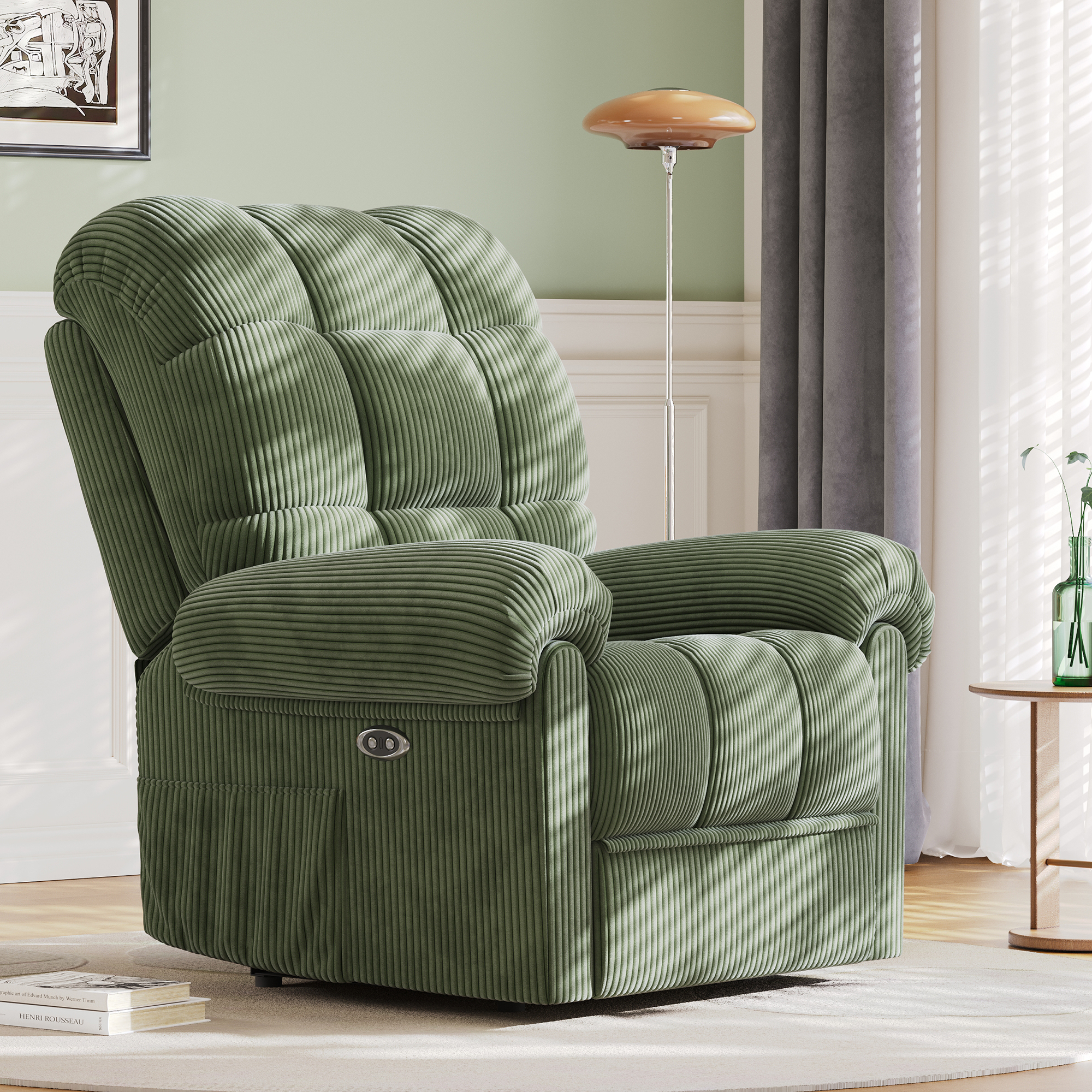 Neche - Fauteuil Relax Électrique En Velours Côtelé,chaise Loisirs