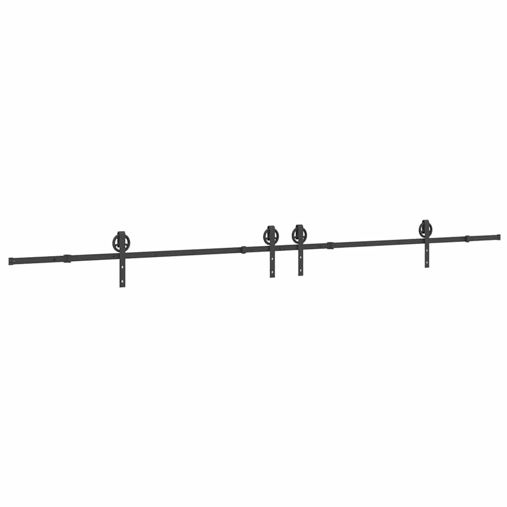 vidaXL Schiebetürbeschlag-Set 400 cm Stahl Schwarz