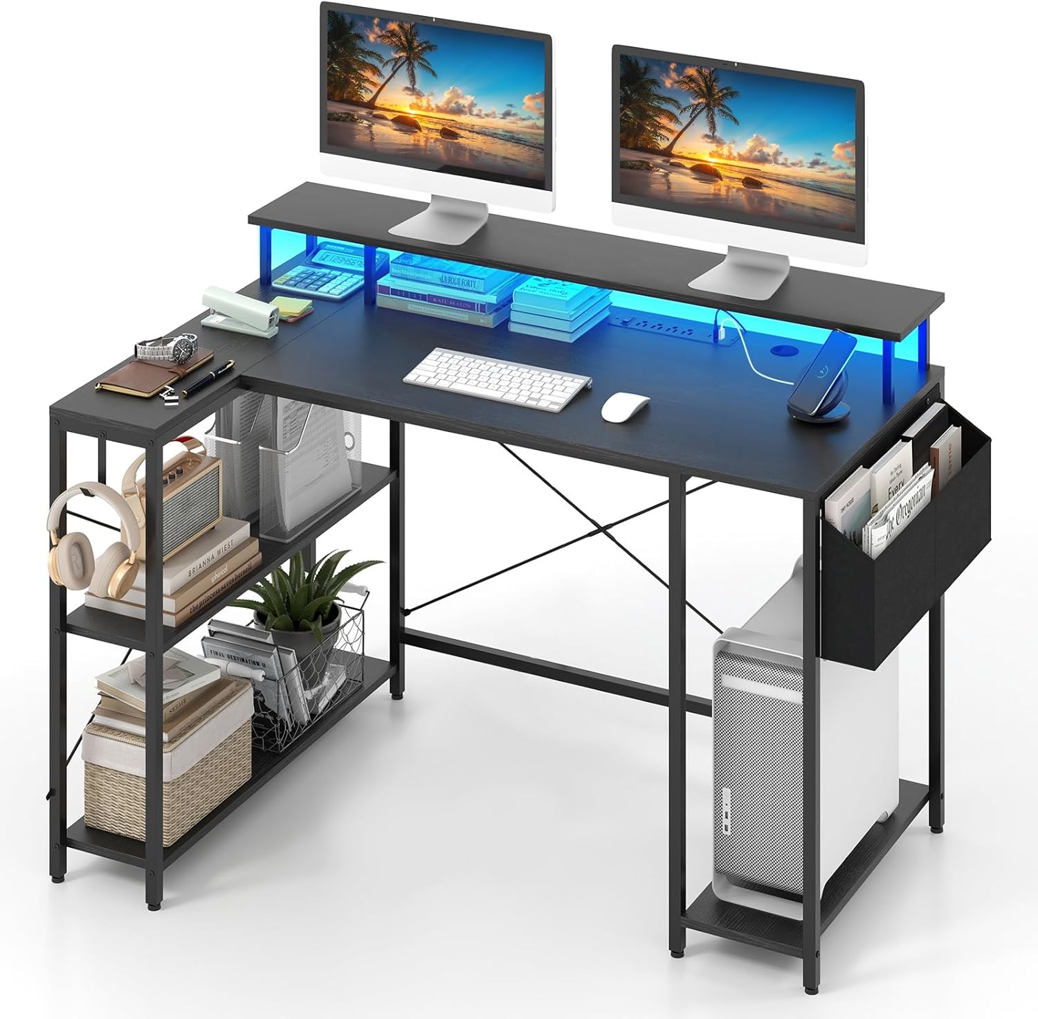Costway - Bureau D'Angle Ordinateur 120 Cm Led