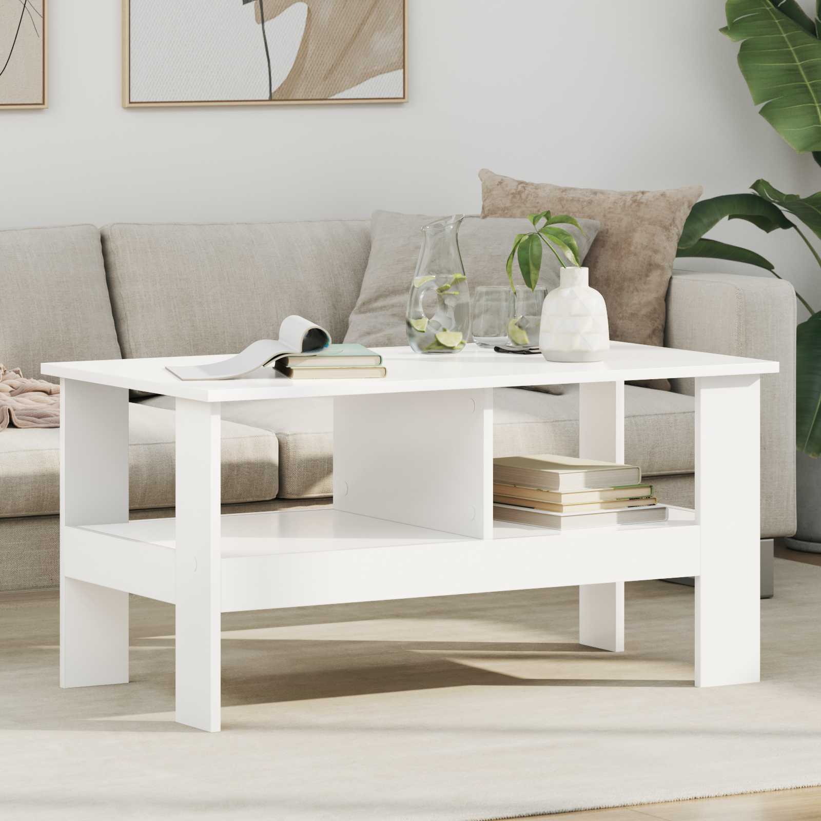 Coffee Table White 90 X 50 X 45 Cm Engineered Wood Vidaxl