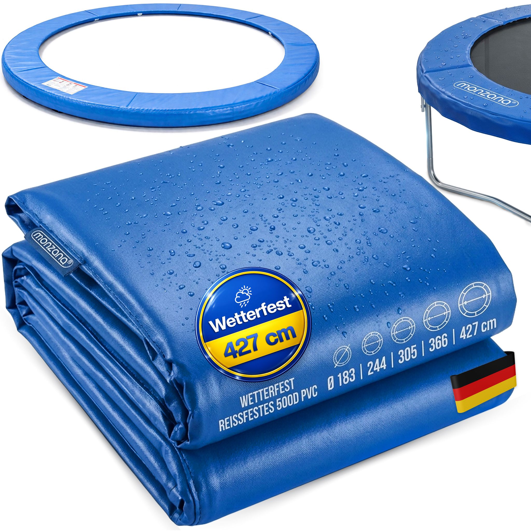 Monzana® Trampolin Randabdeckung Ø 183 244 305 366 427cm 30cm Breit 100% Uv-beständig Reißfest Wetterbeständig Universell Federabdeckung Randschutz 426cm