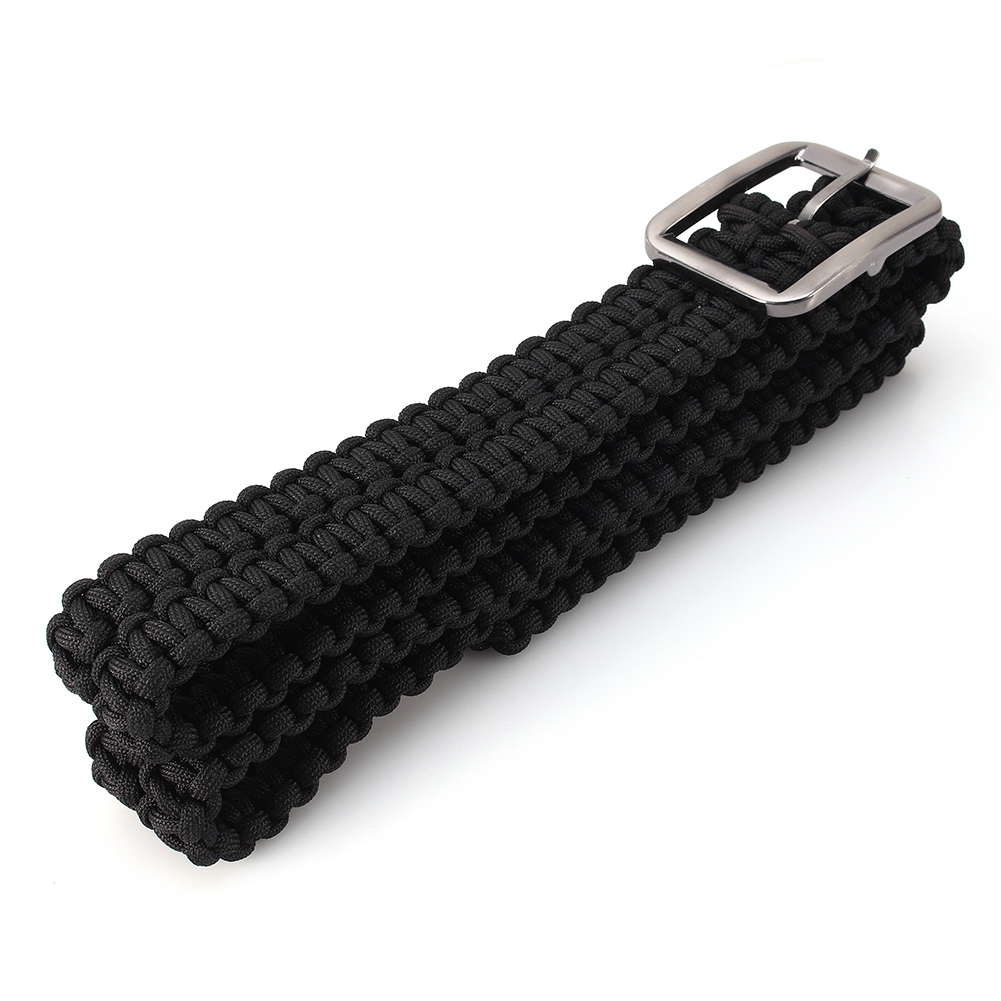 Ceinture utilitaire en paracorde 550, boucle acier massif, longueur 120 cm, noir