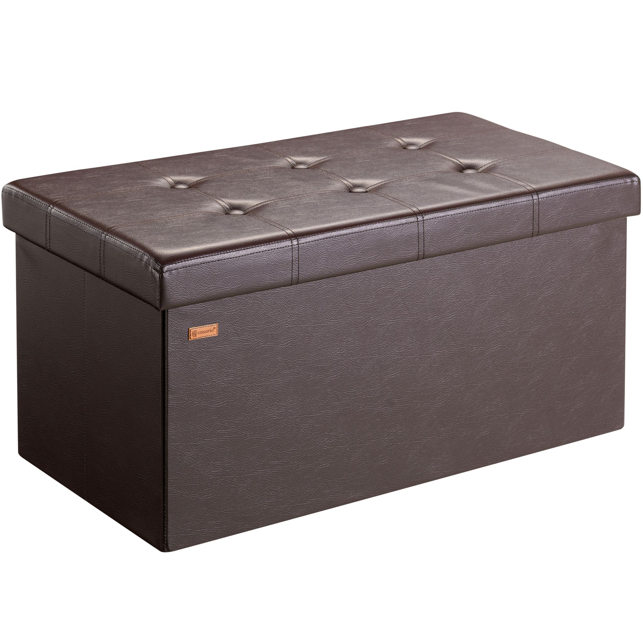 Casaria® Sitzbank Mit Stauraum Faltbar Gepolstert Deckel Schlafzimmer Wohnzimmer Flur Sitztruhe Truhenbank Polsterbank L - Braun