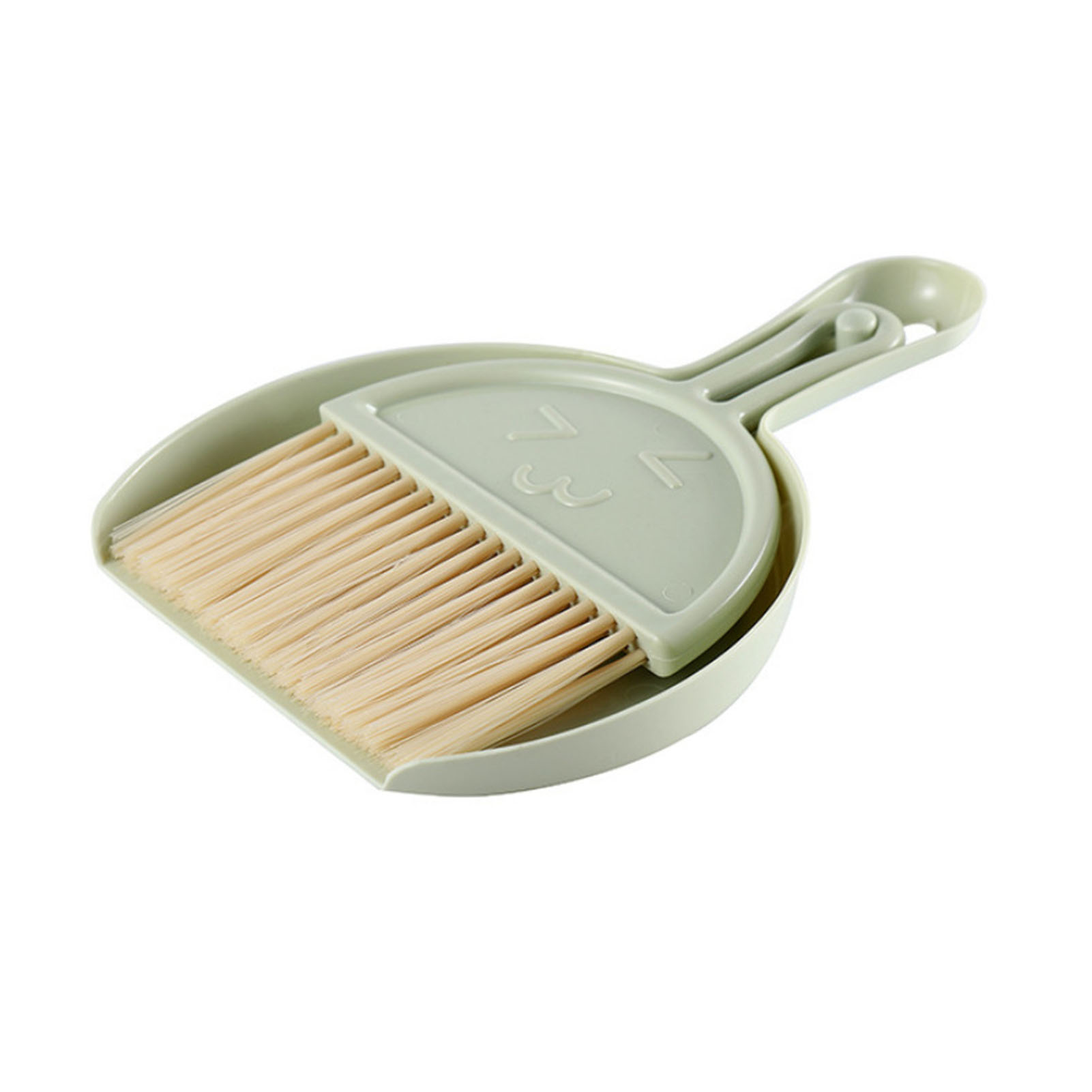 Mini balai et pelle à poussière design sourire, brosse douce pour clavier et bureau, vert
