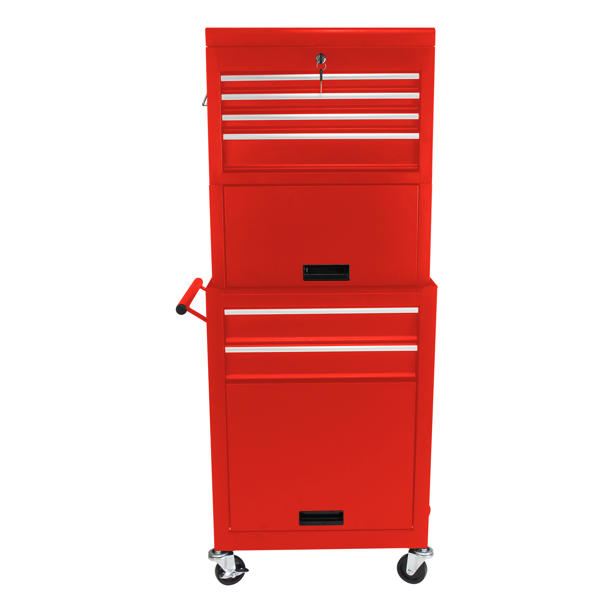 Caisse à outils mobile 6 tiroirs sur roulettes verrouillables, acier, 100 kg, rouge