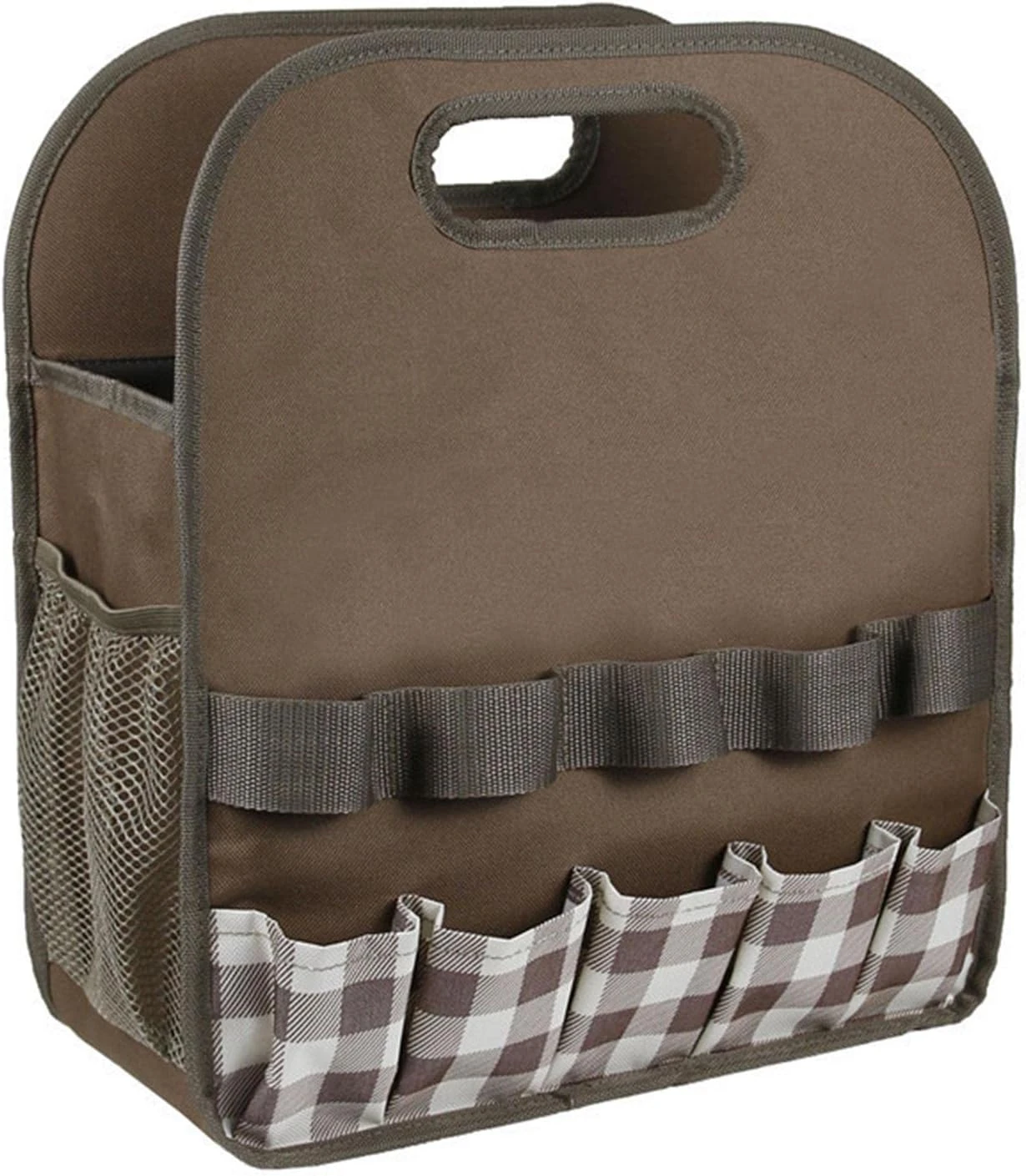 Sac à outils de jardin avec poches, organisateur en tissu Oxford 600D, marron