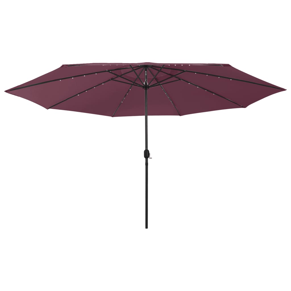 Vidaxl Garden Parasol With Led Lights 400 Cm Bordeaux Red