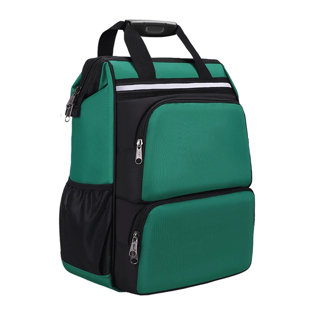 Sacoche à outils bandoulière pour électricien en tissu Oxford, poches multiples, bandes réfléchissantes, vert
