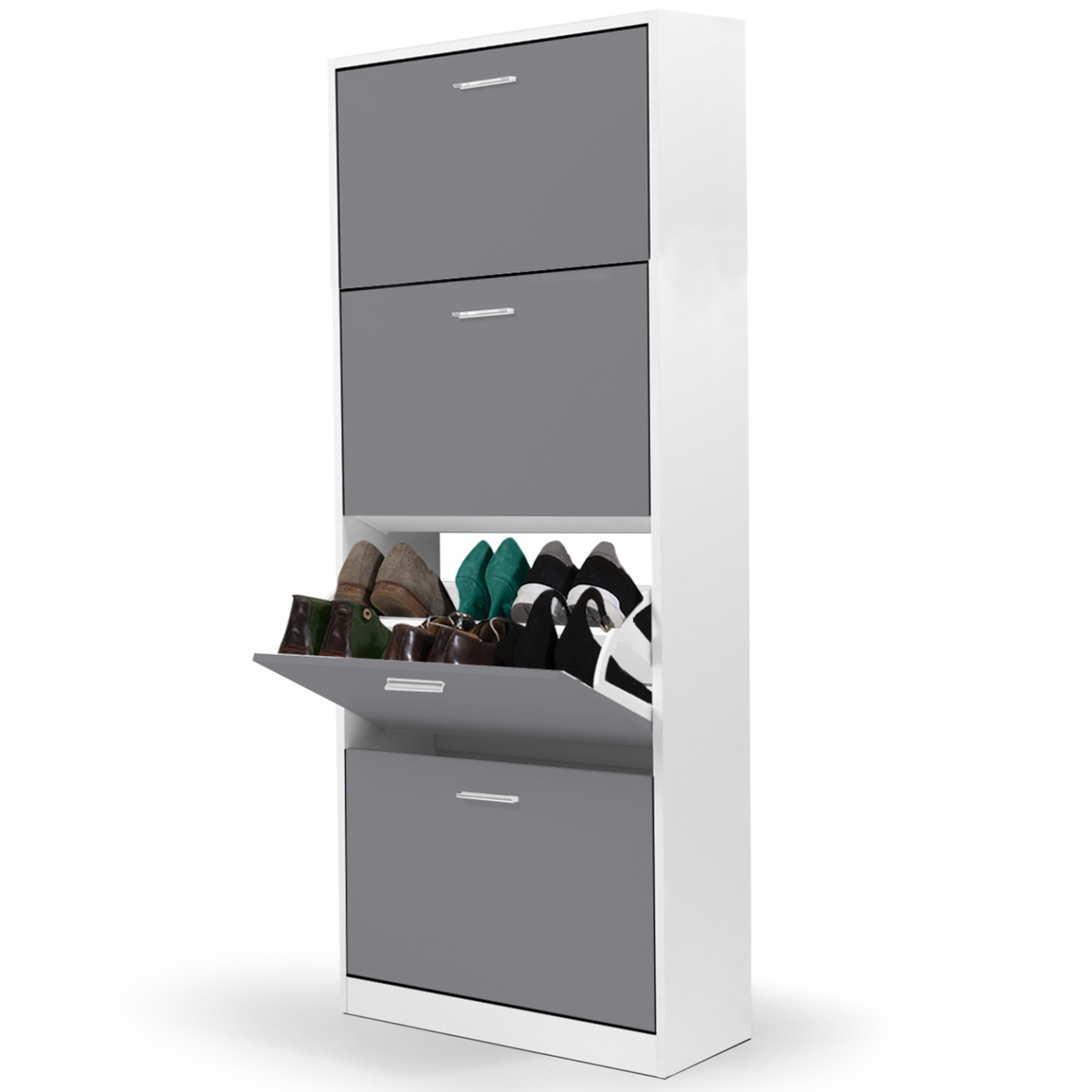Idmarket - Meuble À Chaussures 24 Paires Klark Blanc 4 Portes Gris Clair