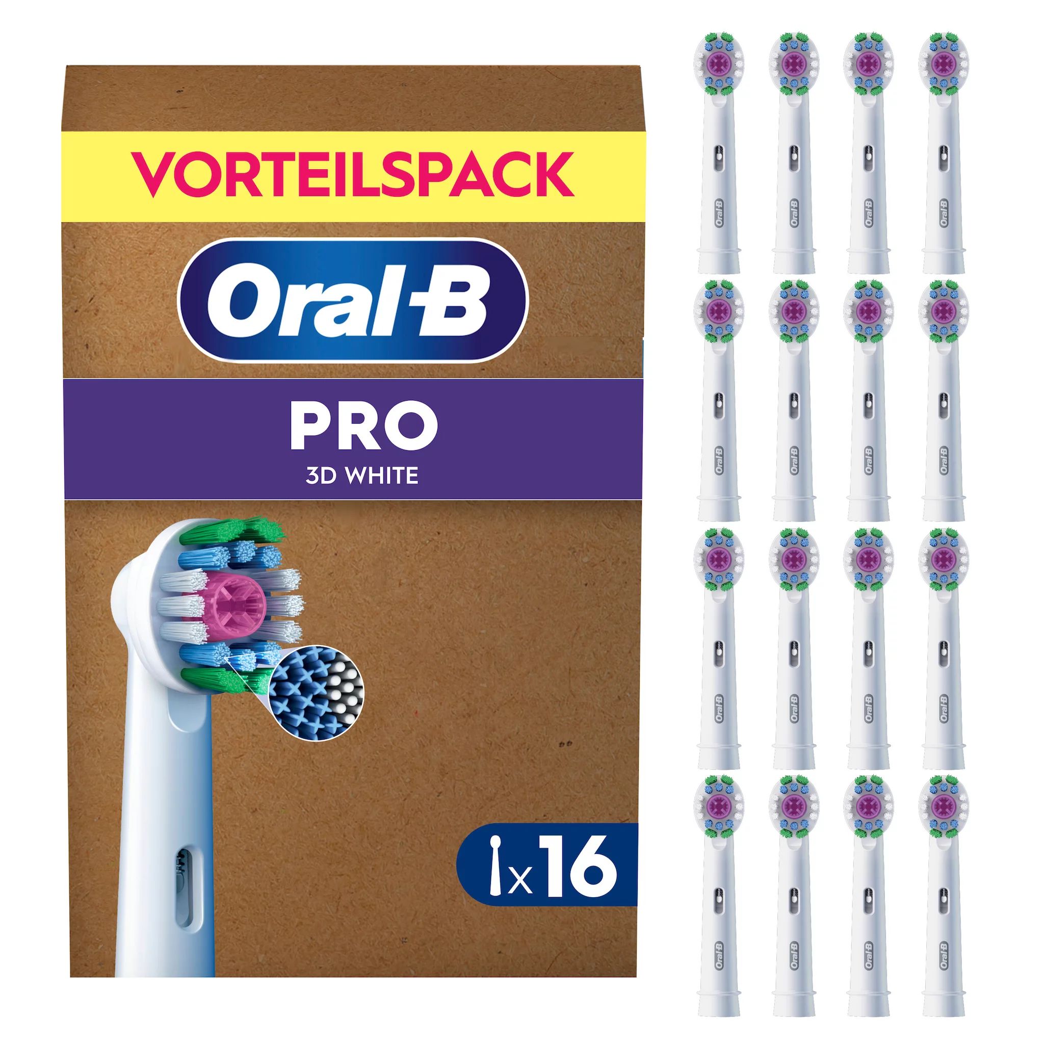 Oral-B Aufsteckbürsten PRO 3DWhite, Weiß, 16 Stück | Original Zahnbürstenaufsatz für Elektrische Zahnbürste, Aufhellende Zahnreinigung, Entfernt Verfärbungen - Bild 4