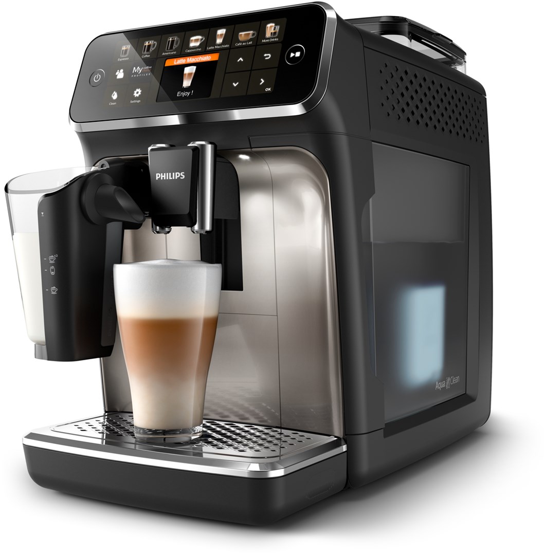 Philips Kaffeevollautomat LatteGo 5400 Serie, Chrom, 12 Spezialitäten | Espressomaschine, LatteGo Milchsystem, einfache Reinigung, 4 Profile, TFT-Display, Keramikmahlwerk (EP5447/90) - Bild 5