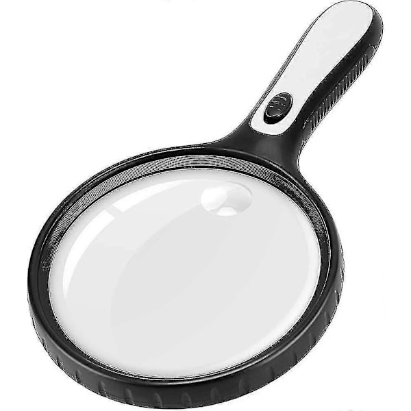 Loupe de poche 3x et 6x avec éclairage 4 LED, lentille grand format 12,7 cm, lot de 4