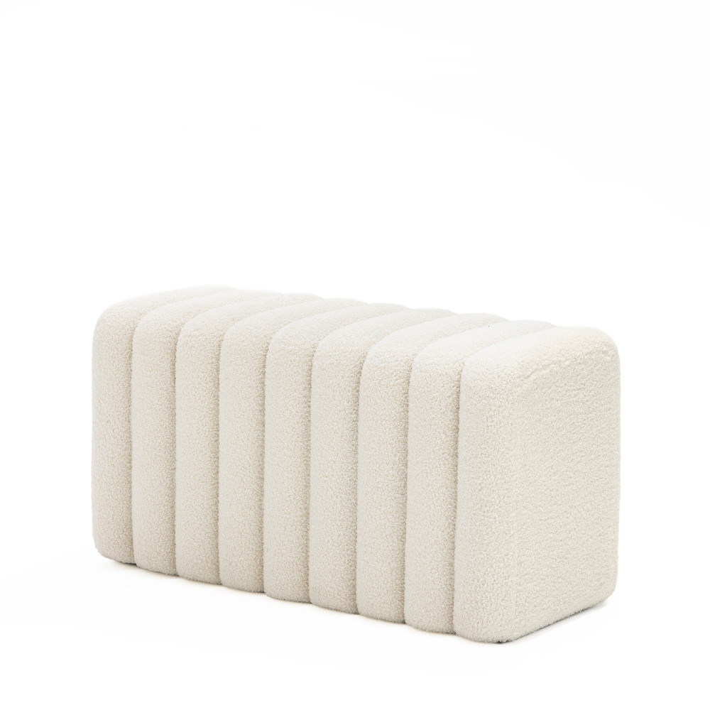 Banc Rembourré En Tissu Bouclette L79cm - Blanc - Leto